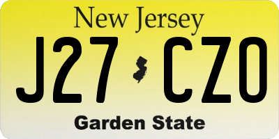 NJ license plate J27CZO