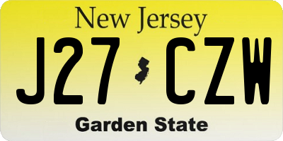NJ license plate J27CZW