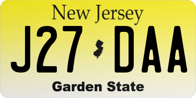 NJ license plate J27DAA