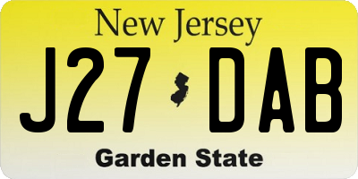 NJ license plate J27DAB