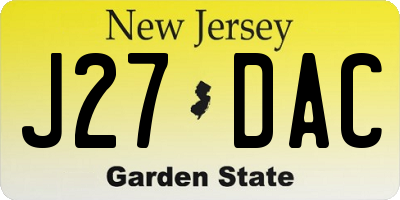 NJ license plate J27DAC