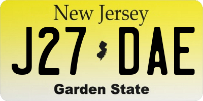 NJ license plate J27DAE