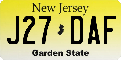 NJ license plate J27DAF