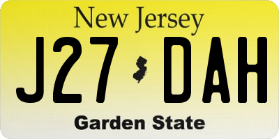 NJ license plate J27DAH