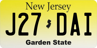 NJ license plate J27DAI