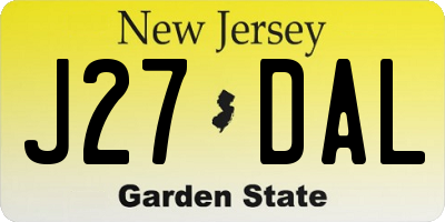 NJ license plate J27DAL