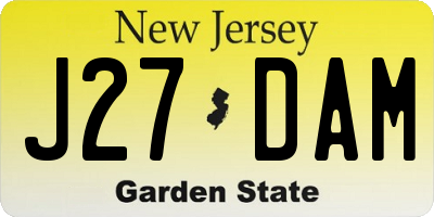 NJ license plate J27DAM