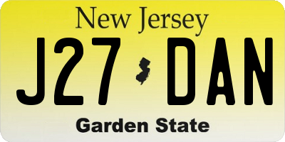 NJ license plate J27DAN