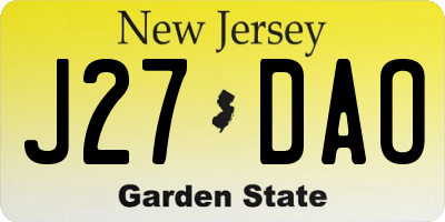 NJ license plate J27DAO