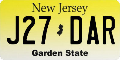 NJ license plate J27DAR