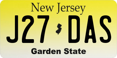 NJ license plate J27DAS