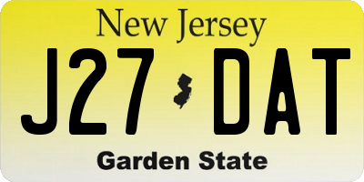 NJ license plate J27DAT