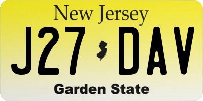 NJ license plate J27DAV