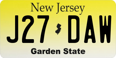 NJ license plate J27DAW