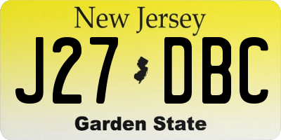 NJ license plate J27DBC