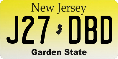 NJ license plate J27DBD