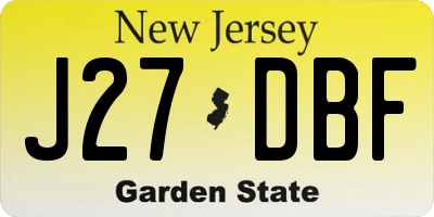 NJ license plate J27DBF