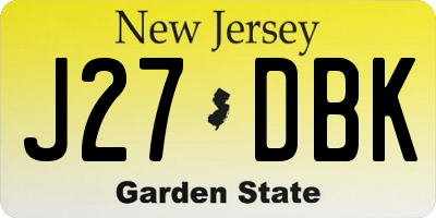 NJ license plate J27DBK