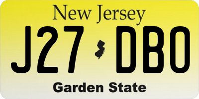 NJ license plate J27DBO