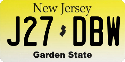 NJ license plate J27DBW
