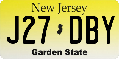 NJ license plate J27DBY