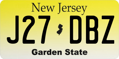 NJ license plate J27DBZ