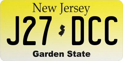 NJ license plate J27DCC
