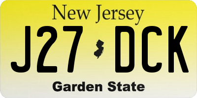 NJ license plate J27DCK