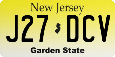 NJ license plate J27DCV
