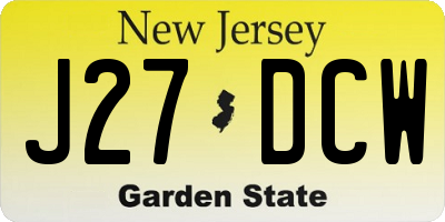 NJ license plate J27DCW