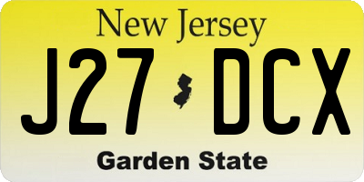 NJ license plate J27DCX