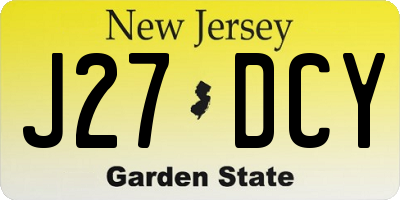 NJ license plate J27DCY