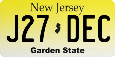 NJ license plate J27DEC