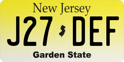 NJ license plate J27DEF
