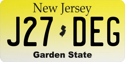 NJ license plate J27DEG