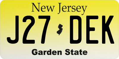NJ license plate J27DEK