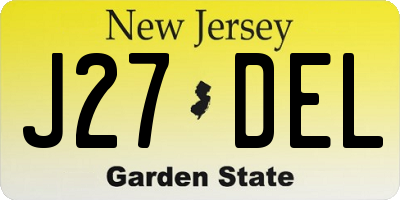 NJ license plate J27DEL