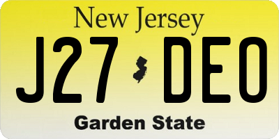 NJ license plate J27DEO