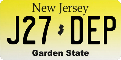 NJ license plate J27DEP