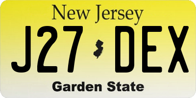NJ license plate J27DEX