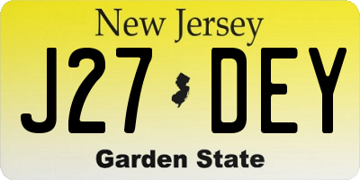 NJ license plate J27DEY