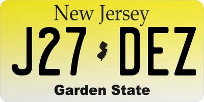 NJ license plate J27DEZ
