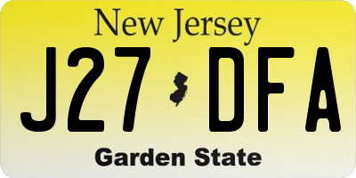 NJ license plate J27DFA