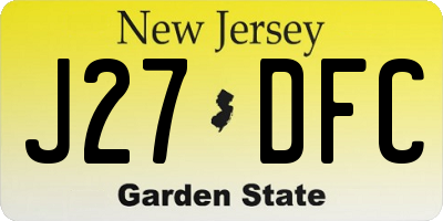 NJ license plate J27DFC