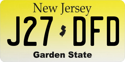 NJ license plate J27DFD