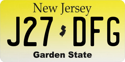 NJ license plate J27DFG