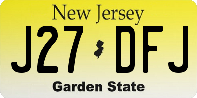 NJ license plate J27DFJ