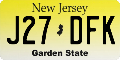 NJ license plate J27DFK