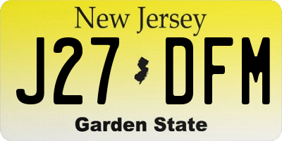 NJ license plate J27DFM