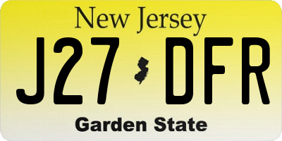NJ license plate J27DFR
